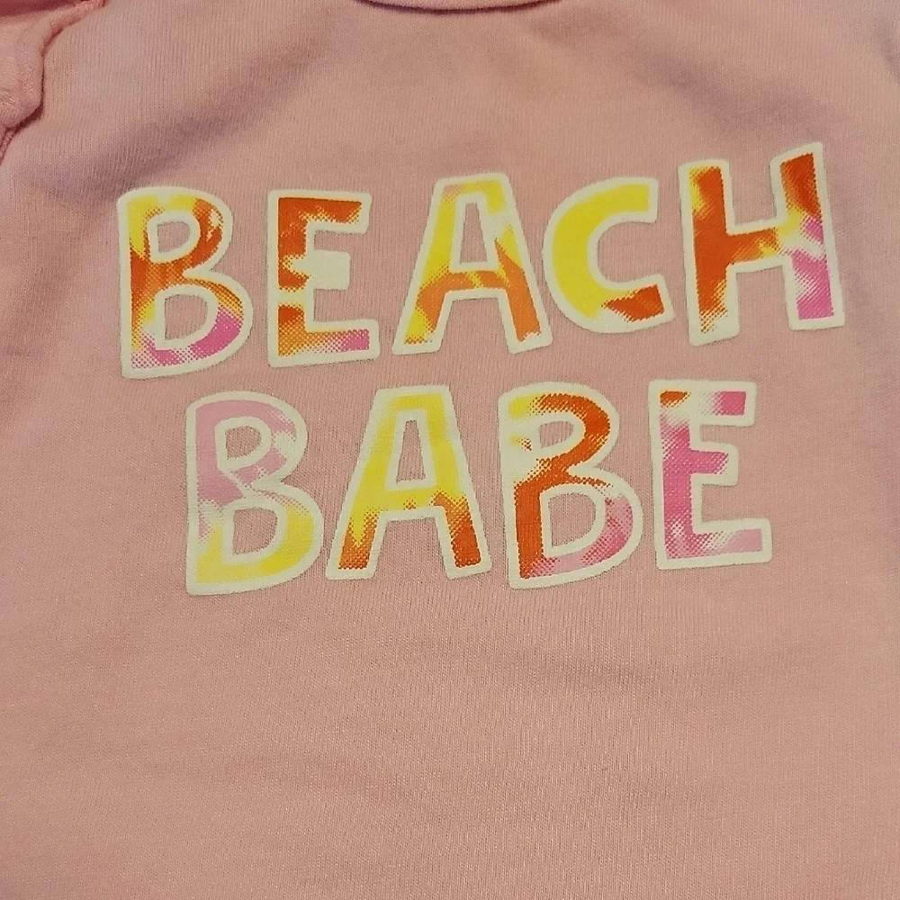 Cutie Pie Brand: Pink Beach Babe Onesie and Tie-Dye Shorts Set Size 6-9 MONTHS
